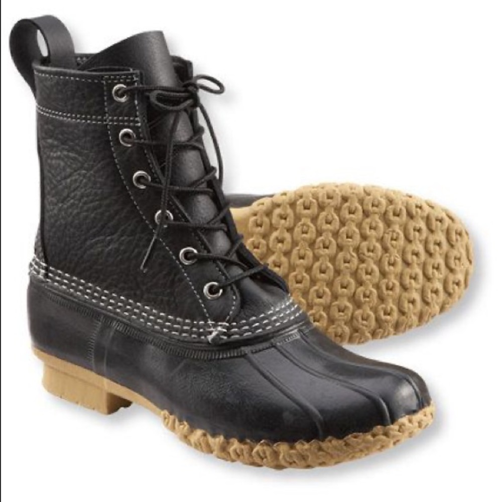 Black leather LL Bean duck boots